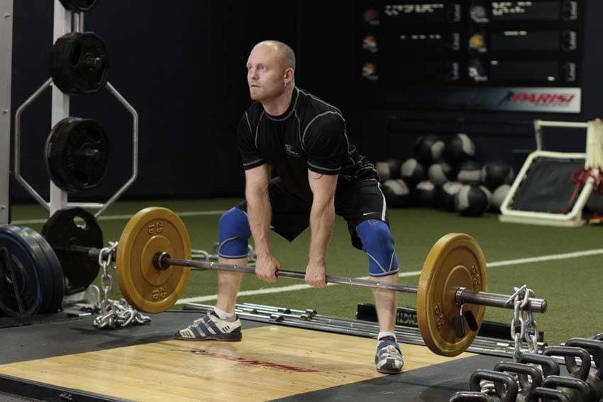 Sumo Deadlift with Chains, position 1 of 2