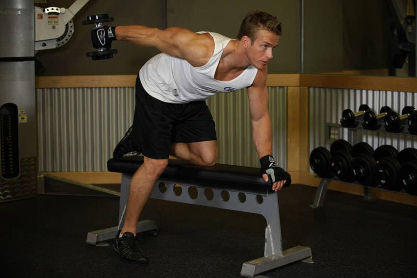 Tricep Dumbbell Kickback, position 1 of 2