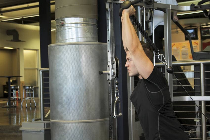 Triceps Overhead Extension with Rope, position 2 of 2