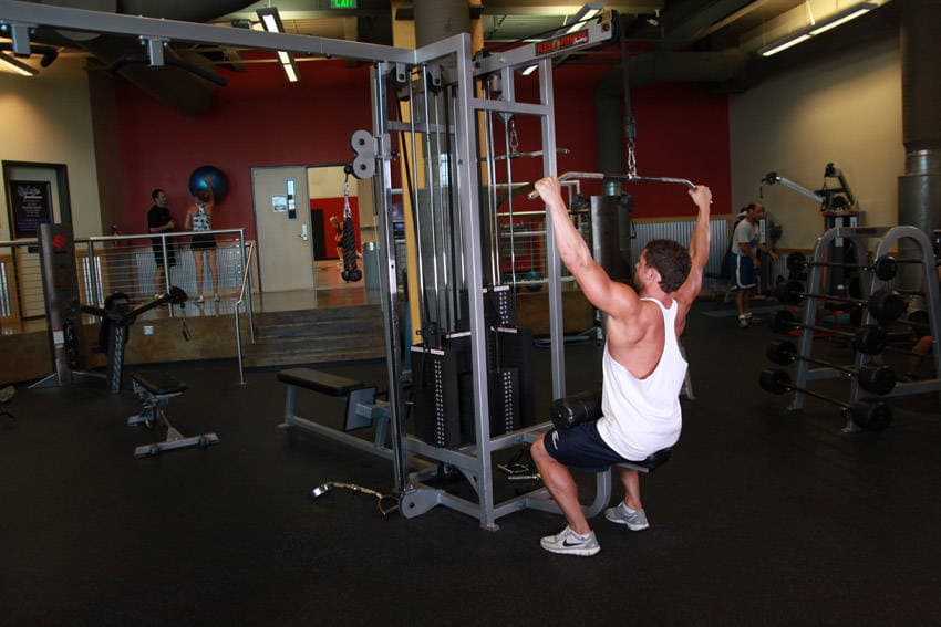 Wide-Grip Lat Pulldown, position 1 of 2